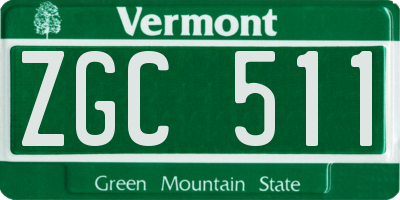 VT license plate ZGC511
