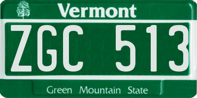 VT license plate ZGC513