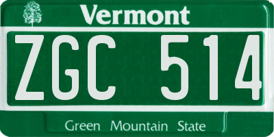 VT license plate ZGC514