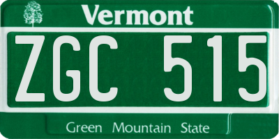 VT license plate ZGC515