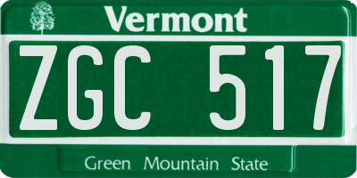 VT license plate ZGC517