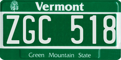 VT license plate ZGC518
