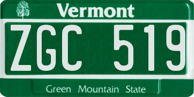 VT license plate ZGC519