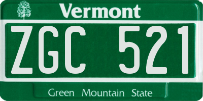 VT license plate ZGC521