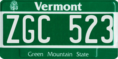 VT license plate ZGC523