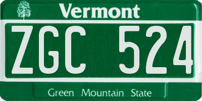 VT license plate ZGC524