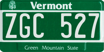 VT license plate ZGC527