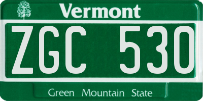VT license plate ZGC530