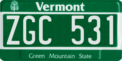 VT license plate ZGC531
