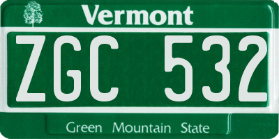 VT license plate ZGC532