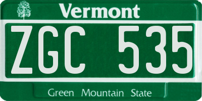 VT license plate ZGC535