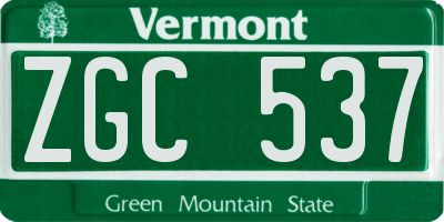 VT license plate ZGC537