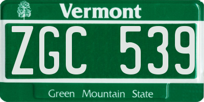 VT license plate ZGC539
