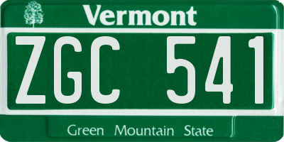 VT license plate ZGC541