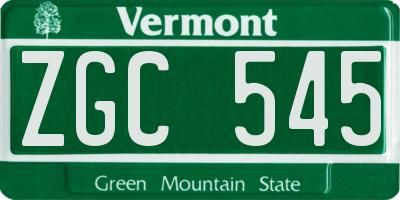 VT license plate ZGC545