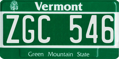 VT license plate ZGC546