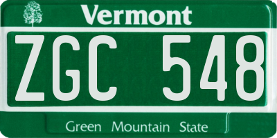VT license plate ZGC548