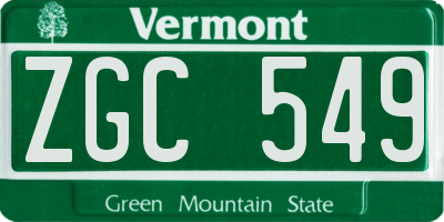 VT license plate ZGC549