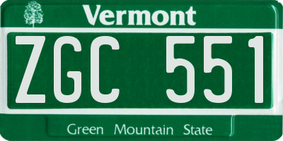 VT license plate ZGC551