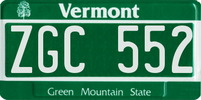 VT license plate ZGC552