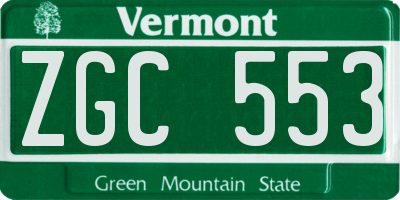 VT license plate ZGC553