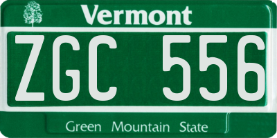 VT license plate ZGC556