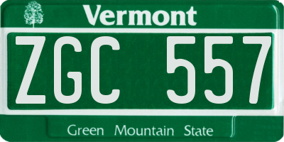 VT license plate ZGC557