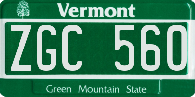 VT license plate ZGC560