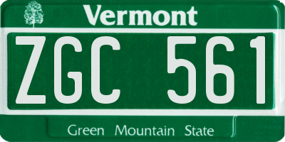 VT license plate ZGC561