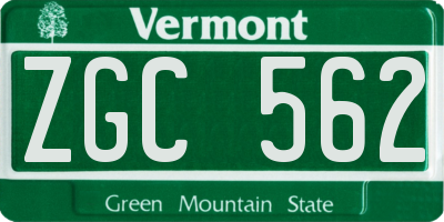 VT license plate ZGC562
