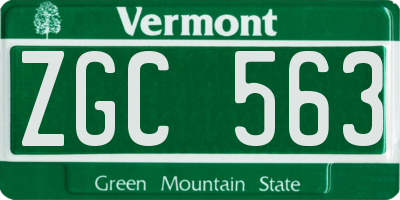 VT license plate ZGC563