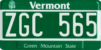 VT license plate ZGC565