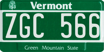 VT license plate ZGC566