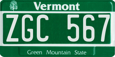 VT license plate ZGC567