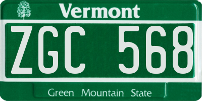 VT license plate ZGC568