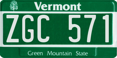 VT license plate ZGC571