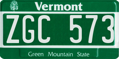 VT license plate ZGC573