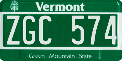 VT license plate ZGC574