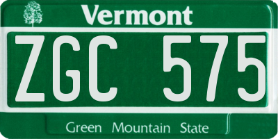 VT license plate ZGC575