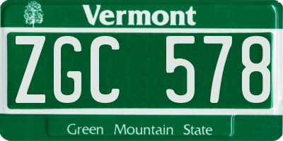 VT license plate ZGC578