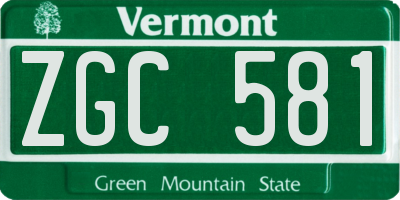 VT license plate ZGC581