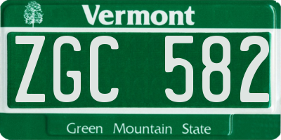 VT license plate ZGC582
