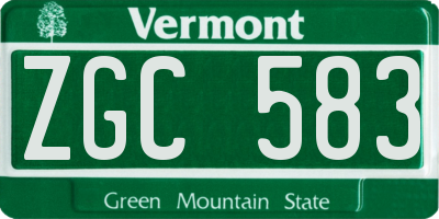 VT license plate ZGC583