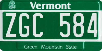 VT license plate ZGC584