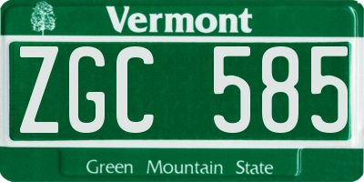 VT license plate ZGC585