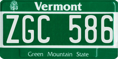 VT license plate ZGC586
