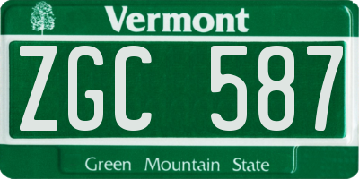 VT license plate ZGC587