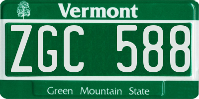 VT license plate ZGC588