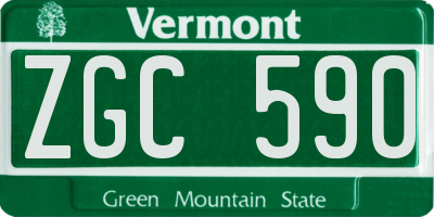 VT license plate ZGC590