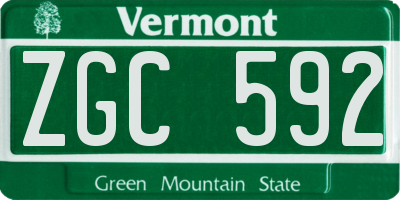 VT license plate ZGC592